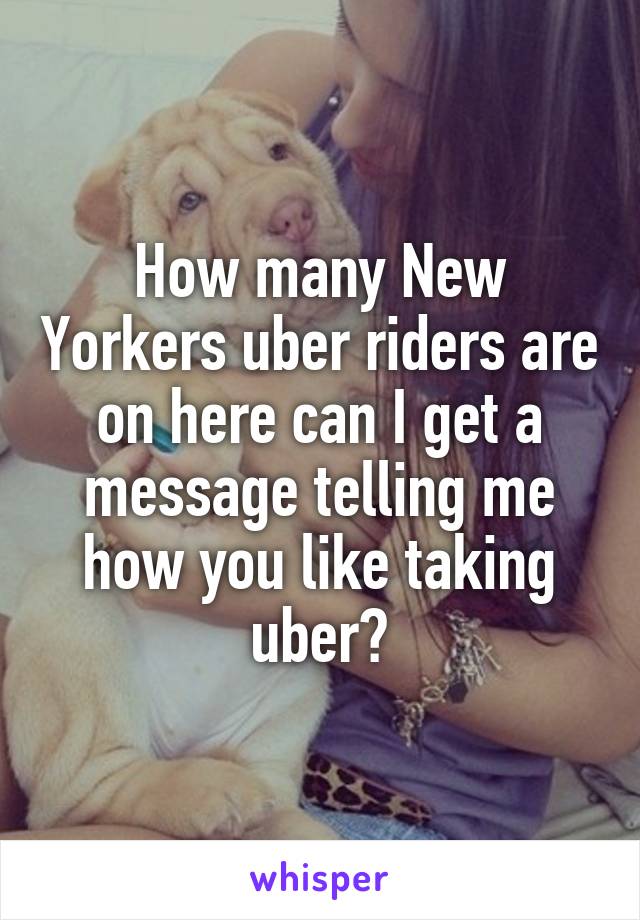 How many New Yorkers uber riders are on here can I get a message telling me how you like taking uber?