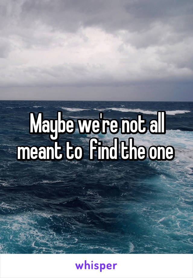 Maybe we're not all meant to  find the one 