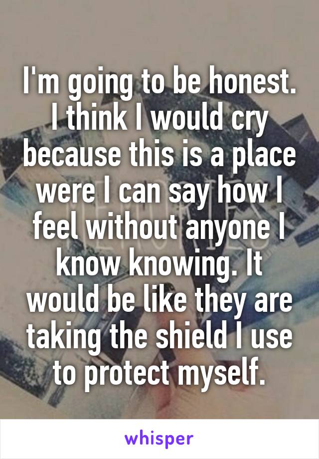 I'm going to be honest. I think I would cry because this is a place were I can say how I feel without anyone I know knowing. It would be like they are taking the shield I use to protect myself.