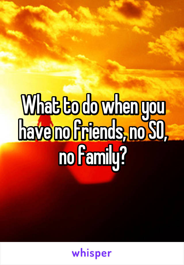 What to do when you have no friends, no SO, no family?