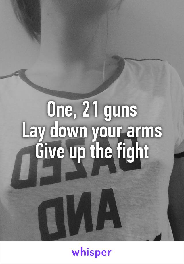 One, 21 guns
Lay down your arms
Give up the fight