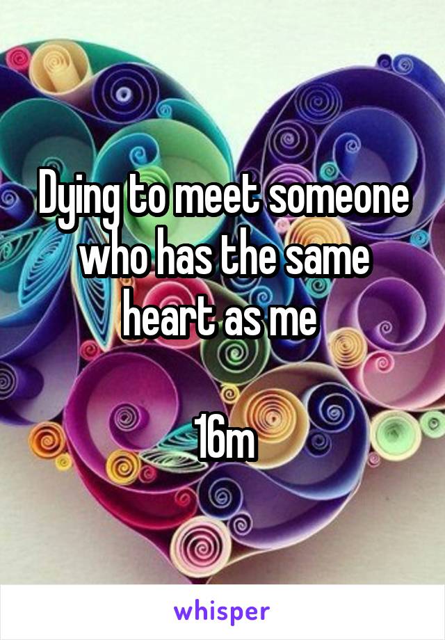 Dying to meet someone who has the same heart as me 

16m