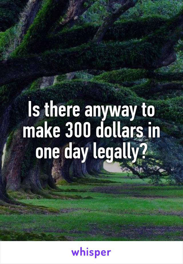 Is there anyway to make 300 dollars in one day legally?