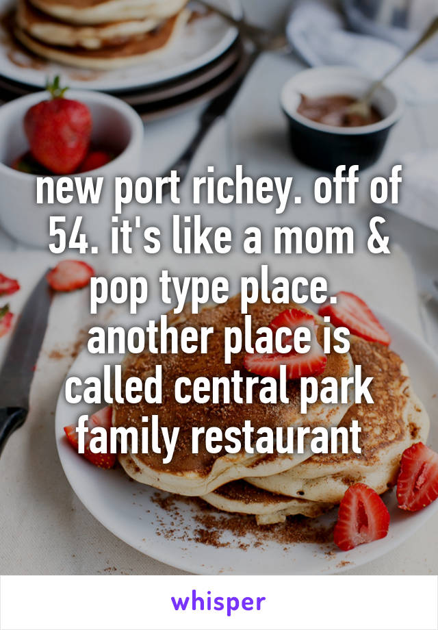 new port richey. off of 54. it's like a mom & pop type place. 
another place is called central park family restaurant