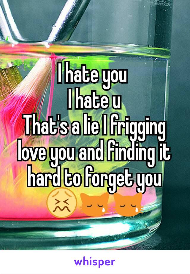 I hate you 
I hate u
That's a lie I frigging love you and finding it hard to forget you 😖😿😿