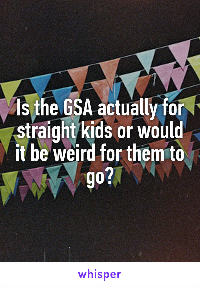 Is the GSA actually for straight kids or would it be weird for them to go?