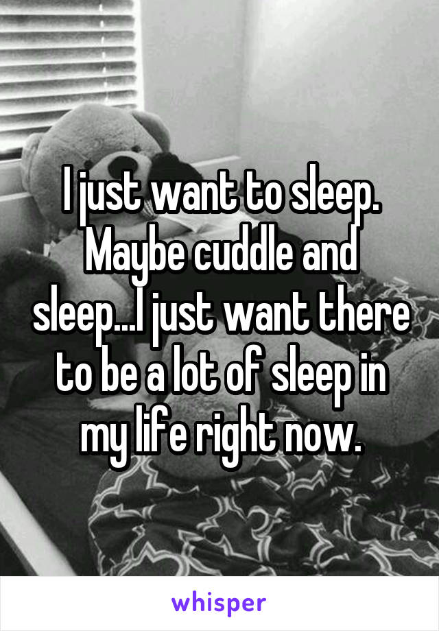 I just want to sleep. Maybe cuddle and sleep...I just want there to be a lot of sleep in my life right now.