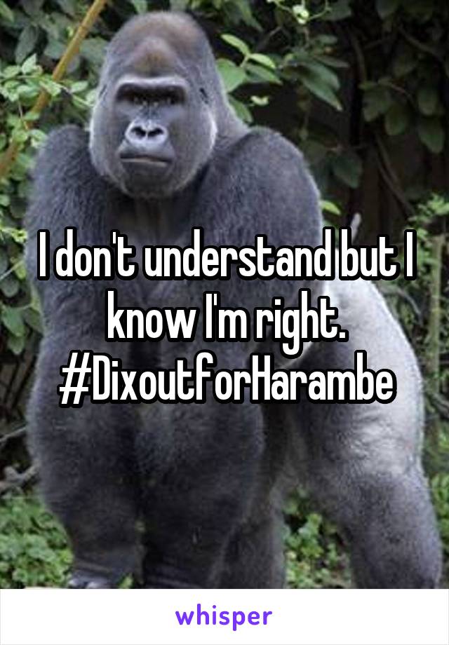 I don't understand but I know I'm right. #DixoutforHarambe