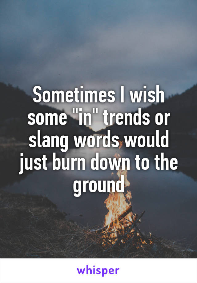 Sometimes I wish some "in" trends or slang words would just burn down to the ground