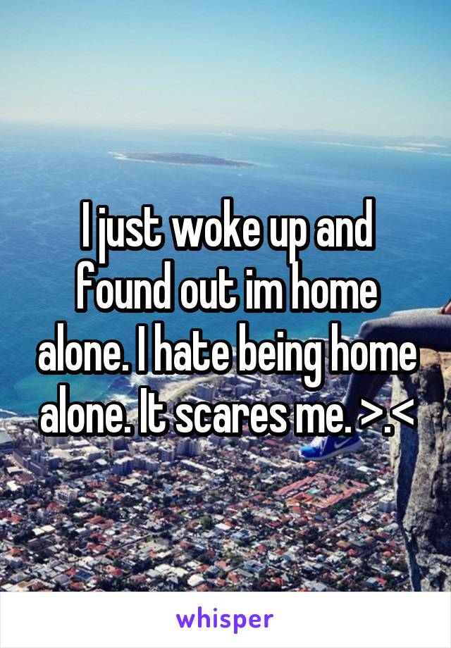 I just woke up and found out im home alone. I hate being home alone. It scares me. >.<