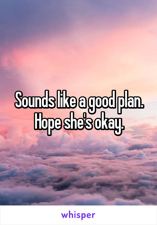 Sounds like a good plan. Hope she's okay.