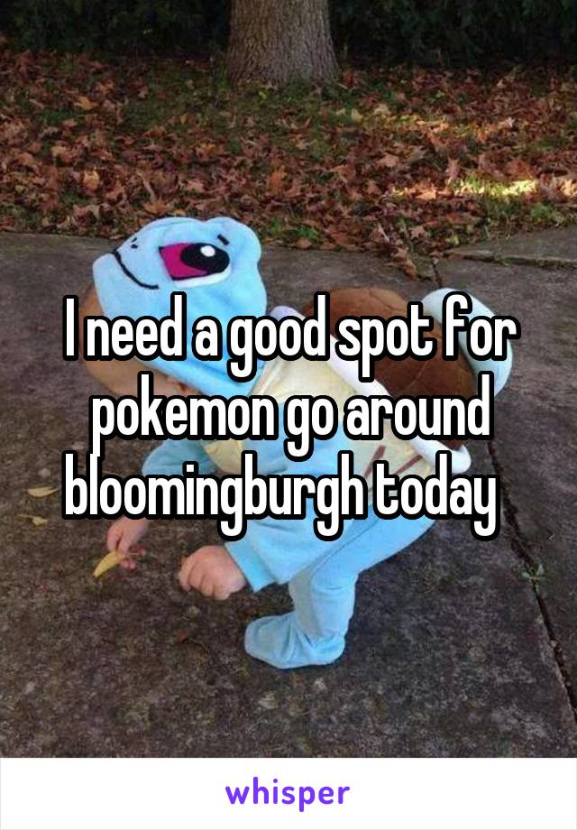 I need a good spot for pokemon go around bloomingburgh today  