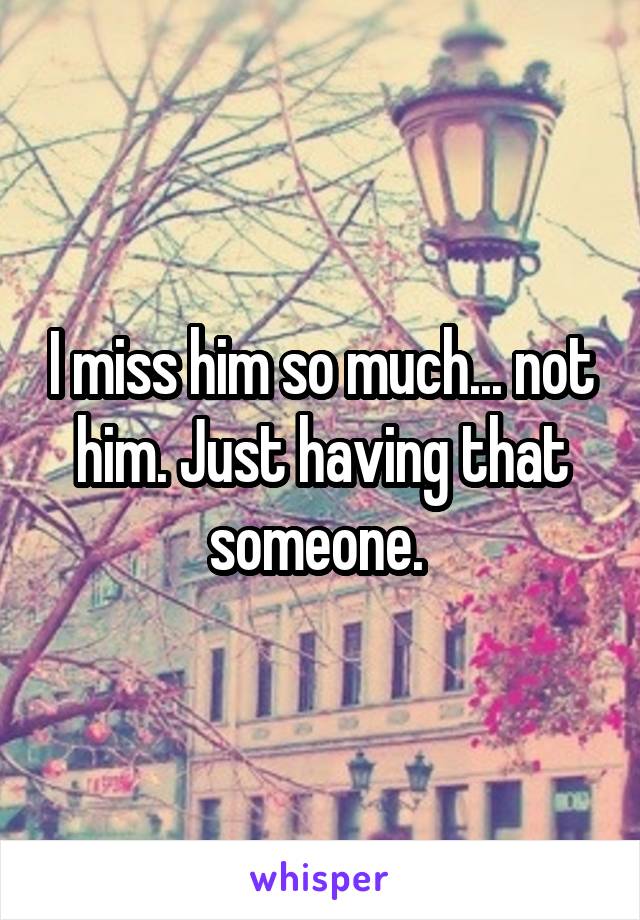 I miss him so much... not him. Just having that someone. 