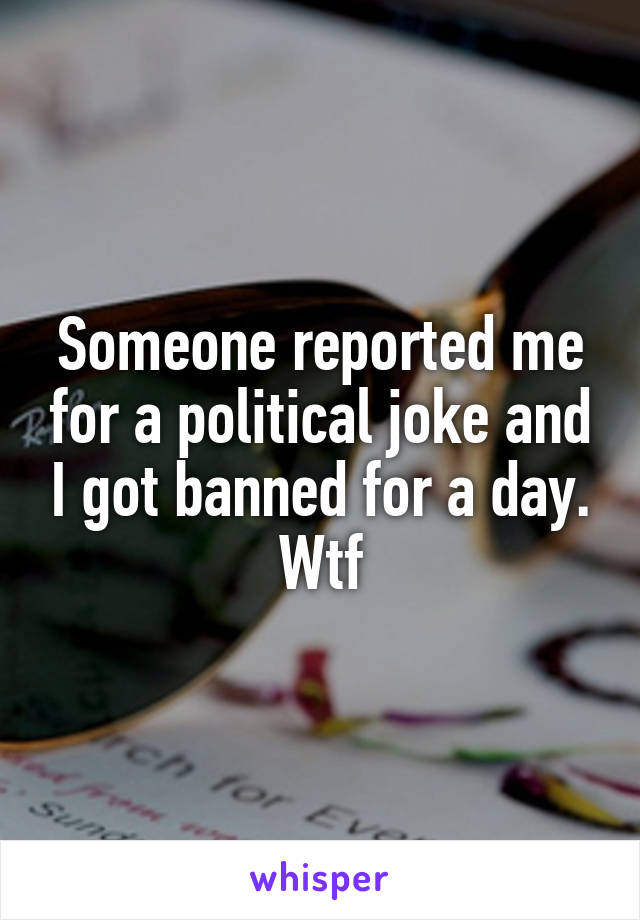 Someone reported me for a political joke and I got banned for a day. Wtf