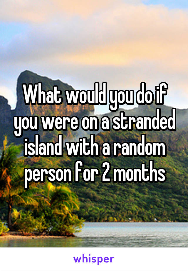 What would you do if you were on a stranded island with a random person for 2 months