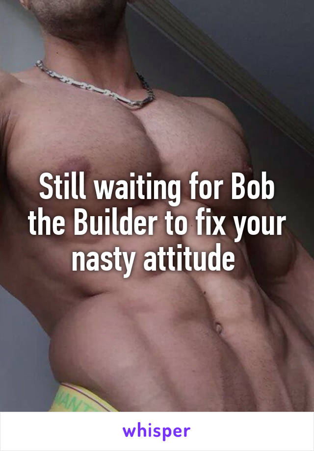 Still waiting for Bob the Builder to fix your nasty attitude 