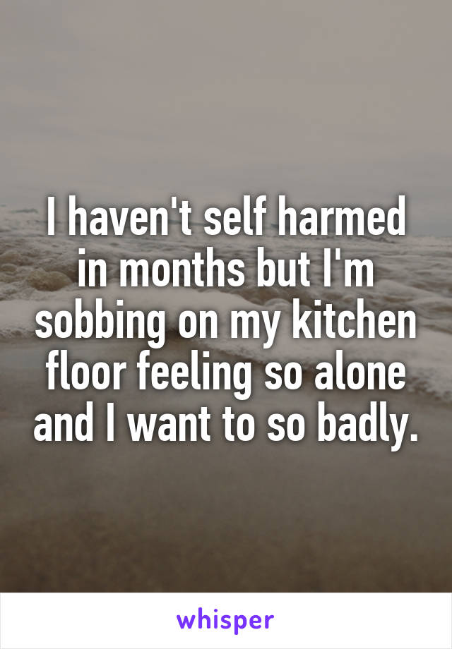 I haven't self harmed in months but I'm sobbing on my kitchen floor feeling so alone and I want to so badly.