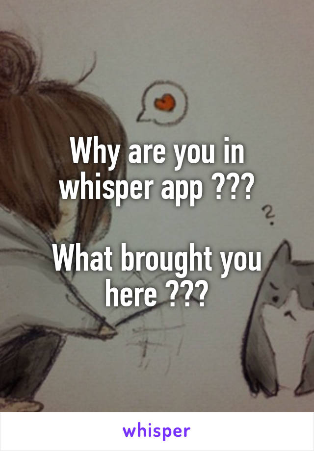 Why are you in whisper app ???

What brought you here ???