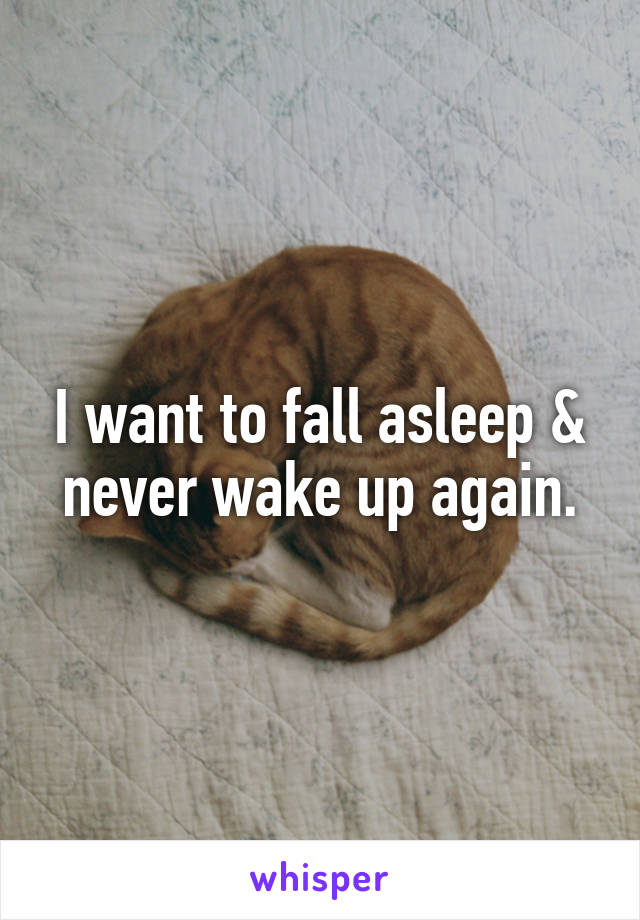 I want to fall asleep & never wake up again.