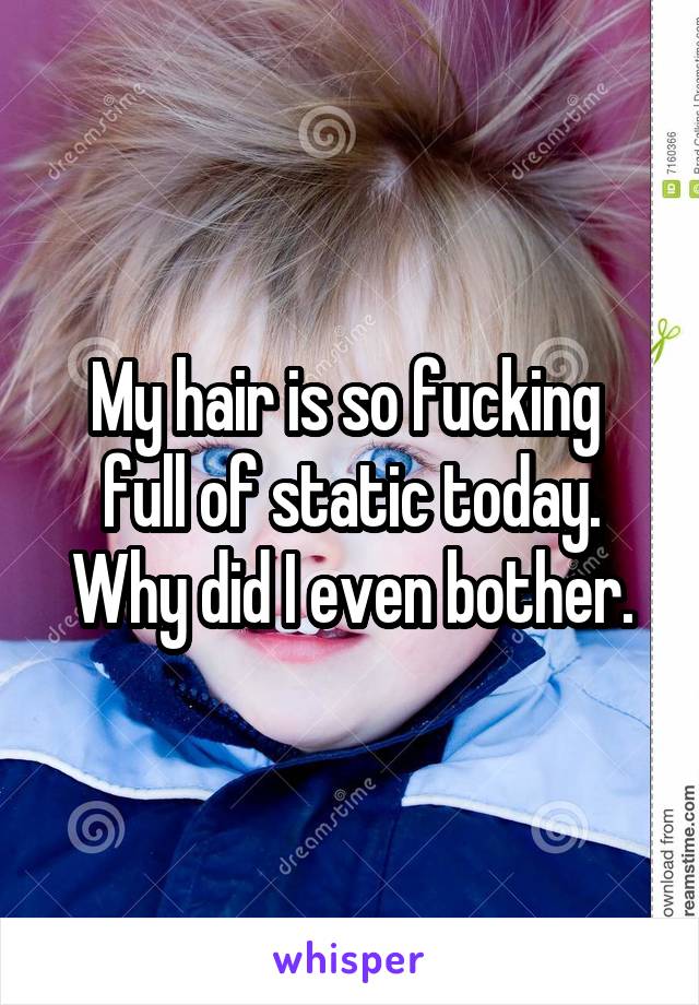 My hair is so fucking  full of static today. Why did I even bother.