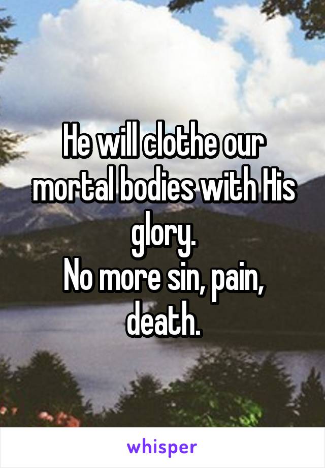 He will clothe our mortal bodies with His glory.
No more sin, pain, death.