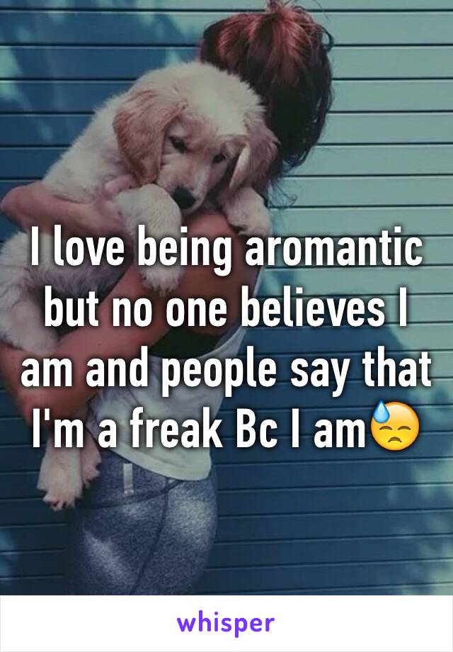 I love being aromantic but no one believes I am and people say that I'm a freak Bc I am😓