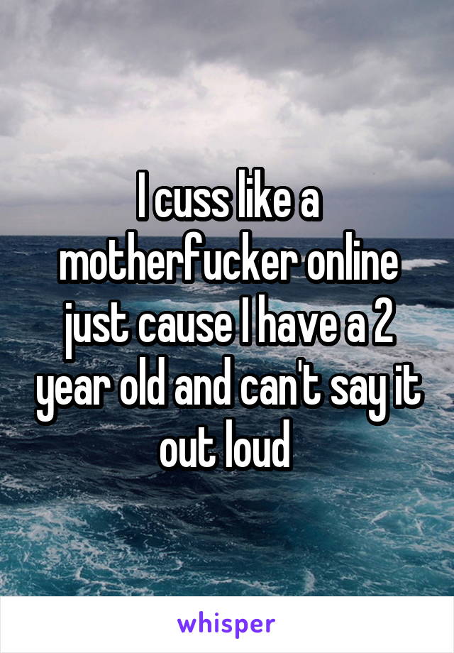 I cuss like a motherfucker online just cause I have a 2 year old and can't say it out loud 