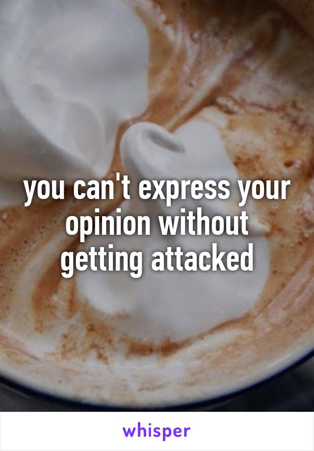 you can't express your opinion without getting attacked