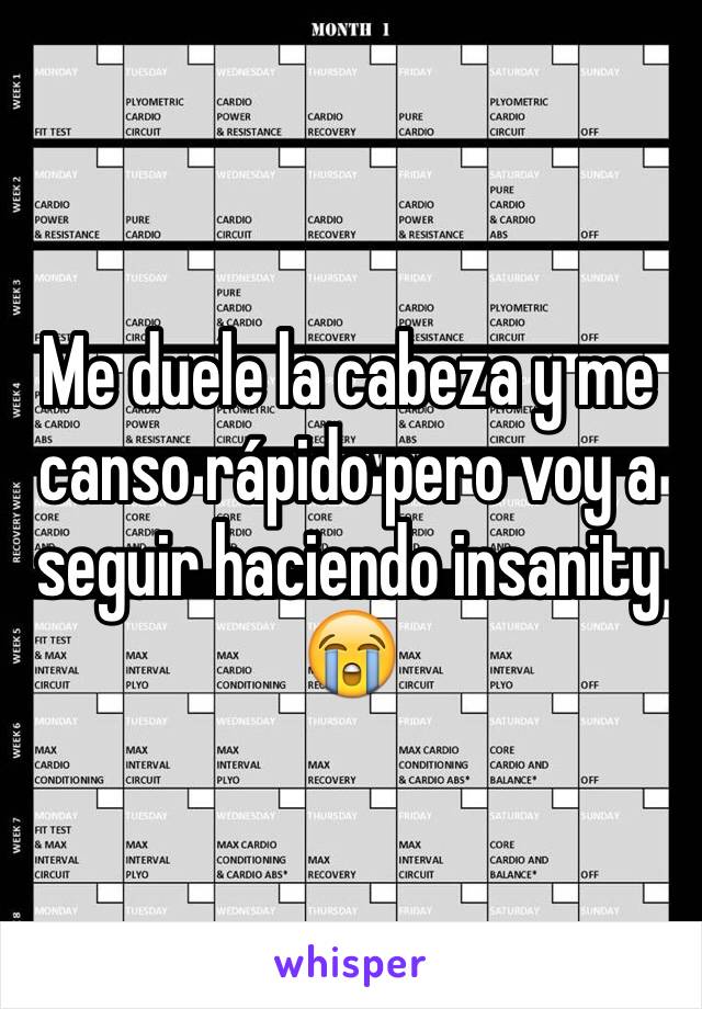 Me duele la cabeza y me canso rápido pero voy a seguir haciendo insanity 😭 