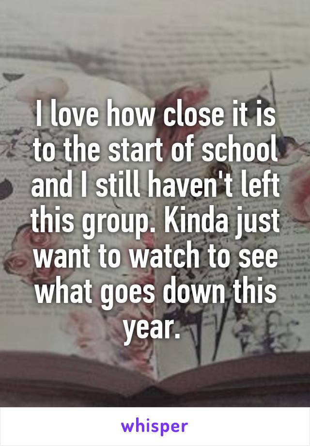 I love how close it is to the start of school and I still haven't left this group. Kinda just want to watch to see what goes down this year. 