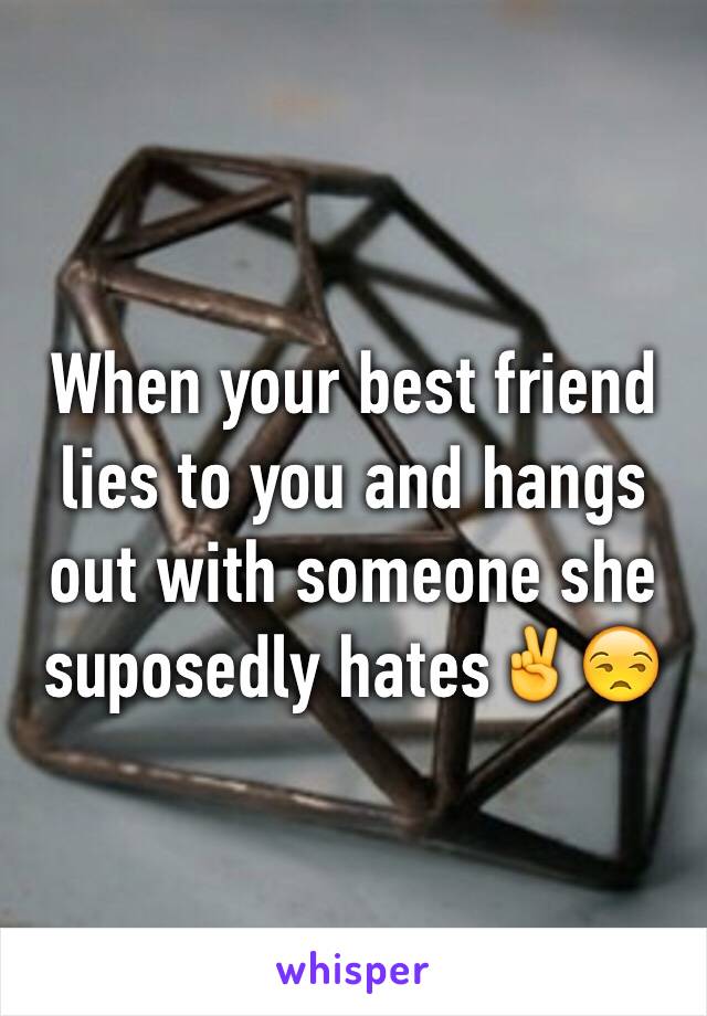 When your best friend lies to you and hangs out with someone she suposedly hates✌️😒