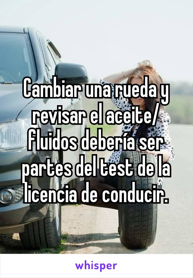 Cambiar una rueda y revisar el aceite/fluidos debería ser partes del test de la licencia de conducir.