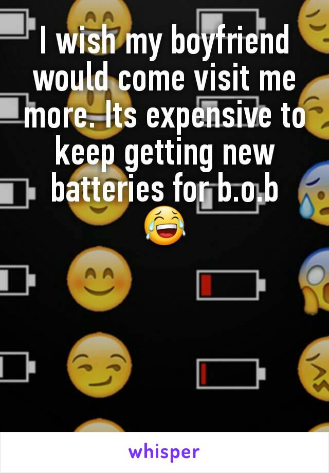 I wish my boyfriend would come visit me more. Its expensive to keep getting new batteries for b.o.b
😂