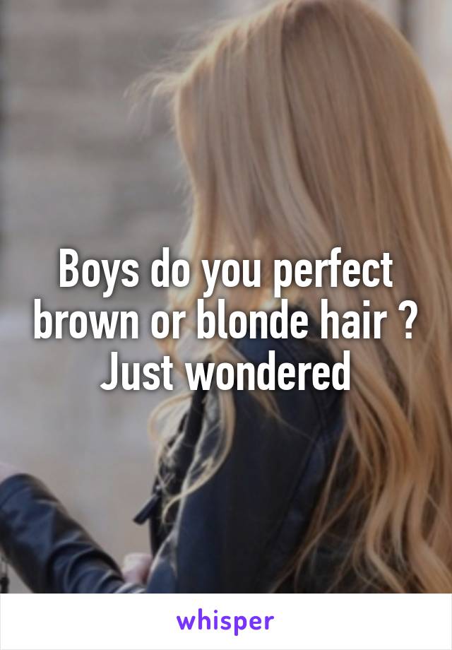 Boys do you perfect brown or blonde hair ? Just wondered