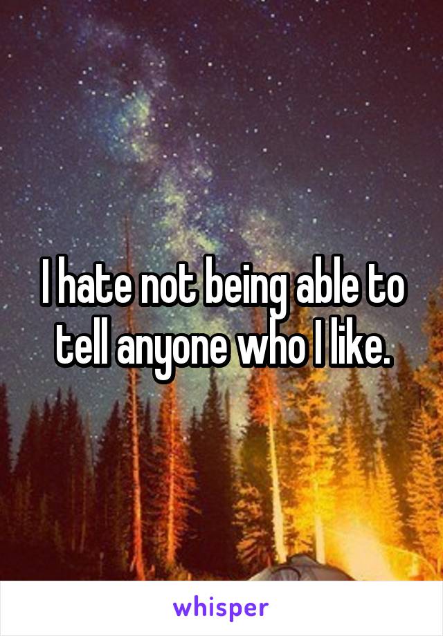 I hate not being able to tell anyone who I like.