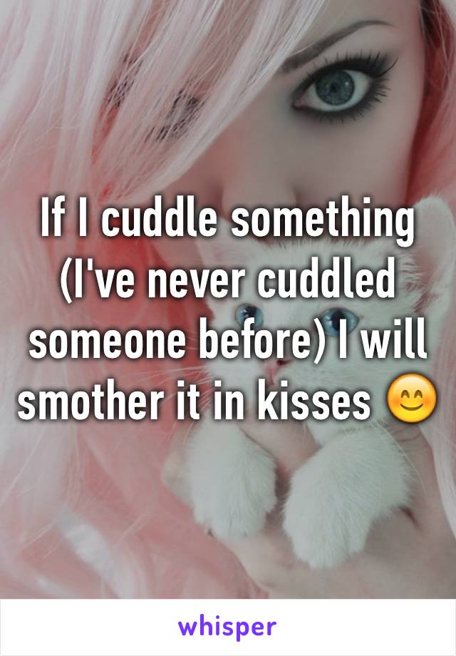 If I cuddle something (I've never cuddled someone before) I will smother it in kisses 😊