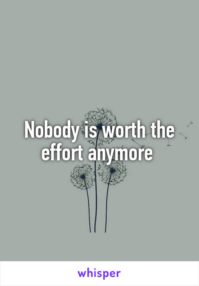 Nobody is worth the effort anymore 