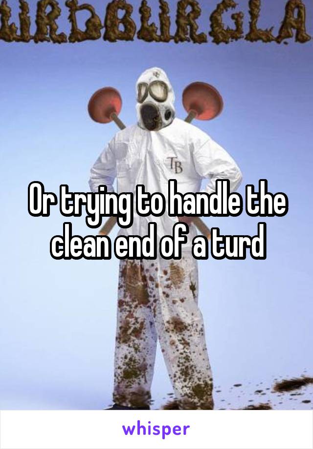 Or trying to handle the clean end of a turd