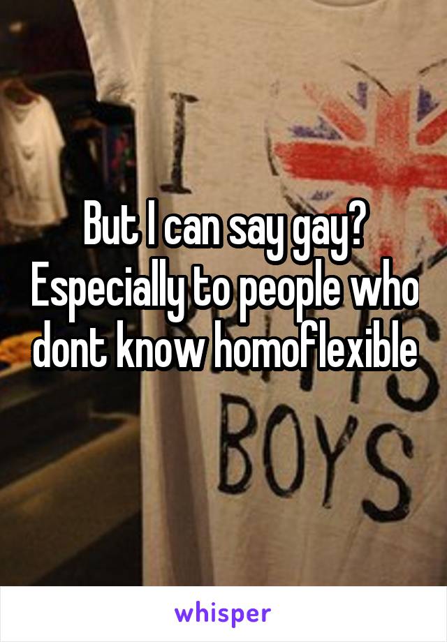 But I can say gay? Especially to people who dont know homoflexible 