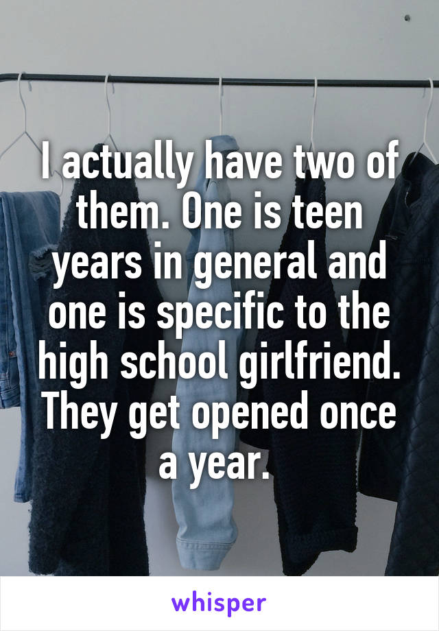 I actually have two of them. One is teen years in general and one is specific to the high school girlfriend.
They get opened once a year. 