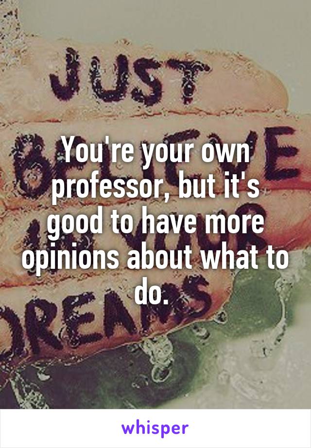 You're your own professor, but it's good to have more opinions about what to do. 