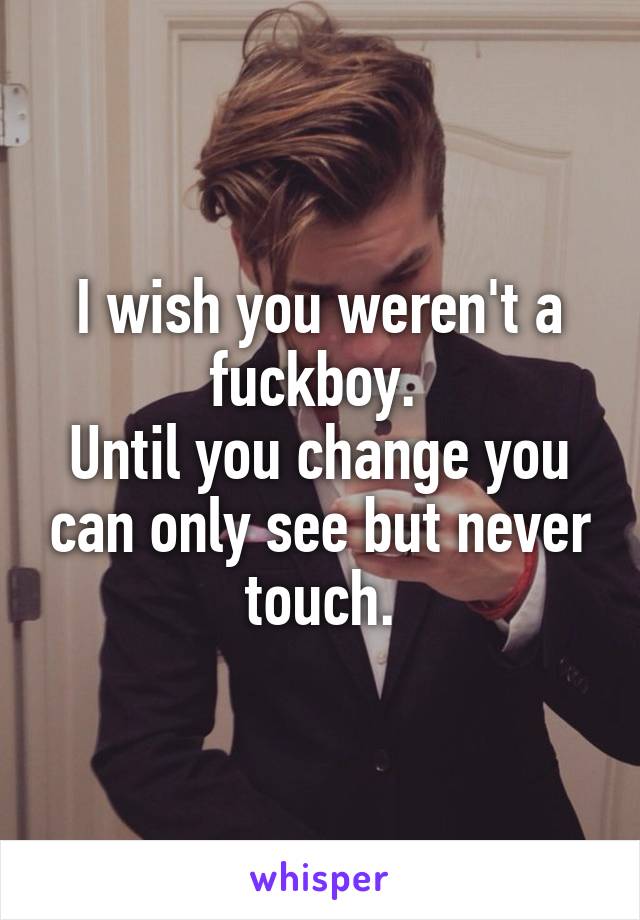 I wish you weren't a fuckboy. 
Until you change you can only see but never touch.