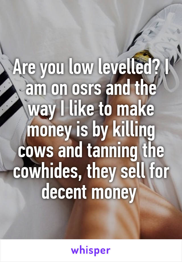 Are you low levelled? I am on osrs and the way I like to make money is by killing cows and tanning the cowhides, they sell for decent money 