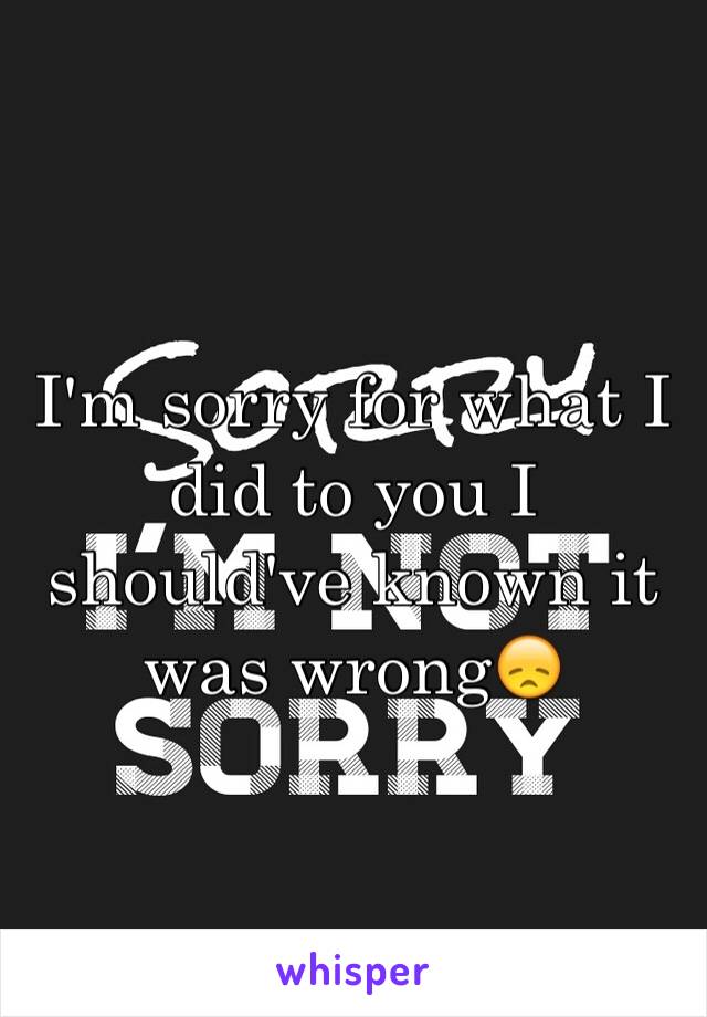 I'm sorry for what I did to you I should've known it was wrong😞