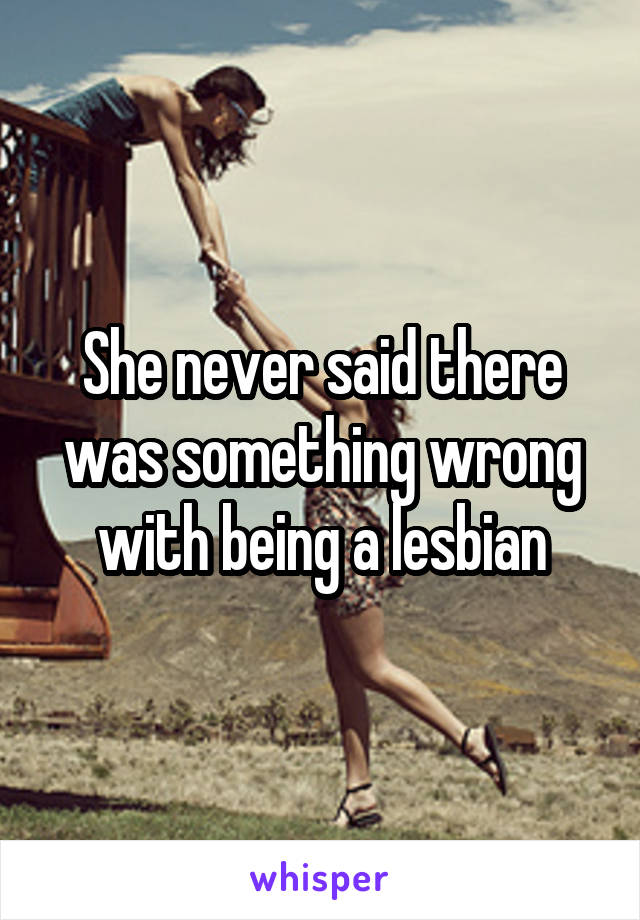 She never said there was something wrong with being a lesbian