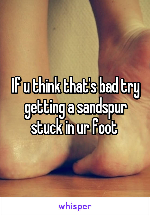 If u think that's bad try getting a sandspur stuck in ur foot 