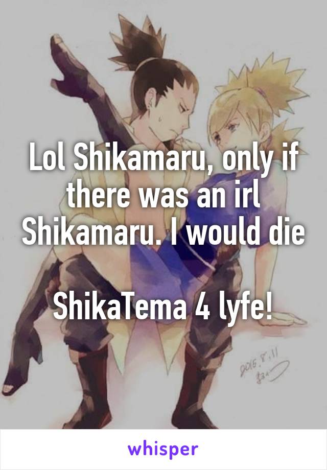 Lol Shikamaru, only if there was an irl Shikamaru. I would die 
ShikaTema 4 lyfe!