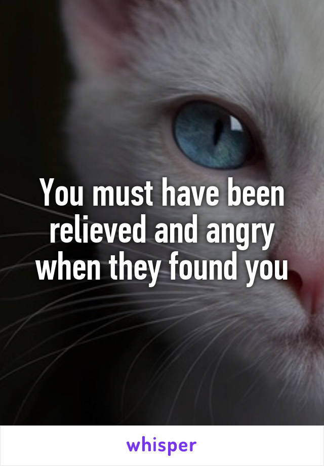 You must have been relieved and angry when they found you