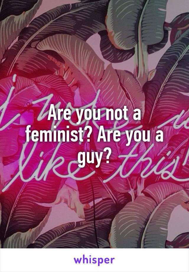 Are you not a feminist? Are you a guy?