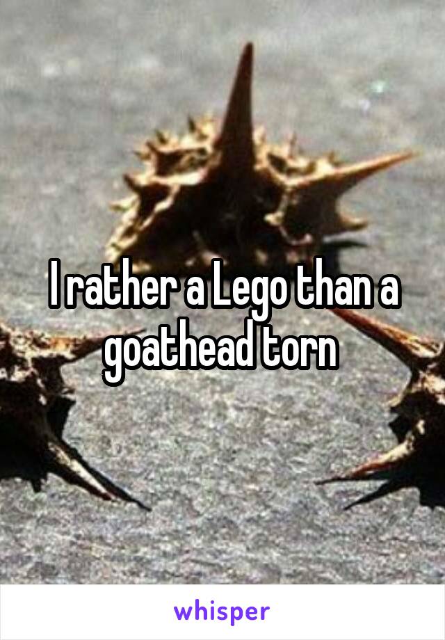 I rather a Lego than a goathead torn 